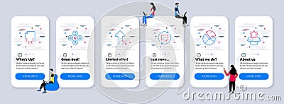 Technology icons set. Included icon as Update comments, Recovery file, Increasing percent. Vector Vector Illustration