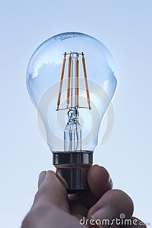 Technology: LED bulb designed to fit standard B22 bayonet fittings. Stock Photo