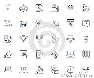 Technology line icons collection. Innovation, Progress, Advancement, Automation, Efficiency, Virtual, Smart vector and Vector Illustration