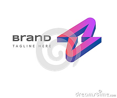 Letter Z logo design, connected purple arrow logo. Vector Illustration