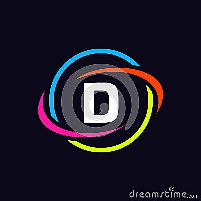 Technology Logo Design On D Letter Concept. Letter D Technology Logo. Networking Logo Template Vector Illustration