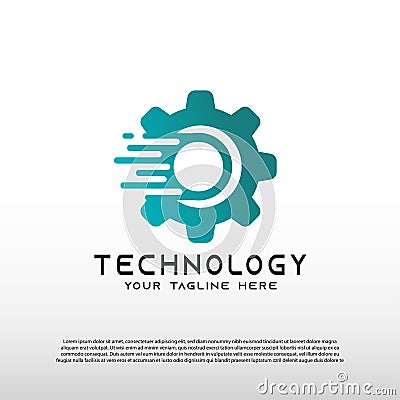 Technology logos, future technology icons, gear logos, circuit style lines, vector illustration elements Vector Illustration