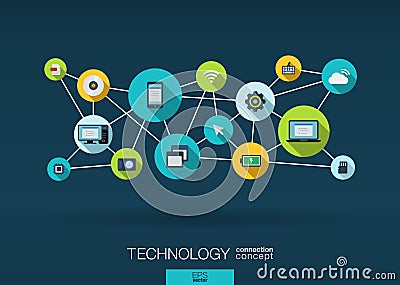 Technology network. background with integrate flat icons Vector Illustration