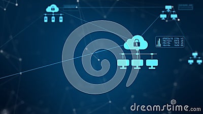 Technology network and data connection. Secure data network and personal information. Cyber security concept Stock Photo