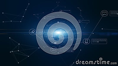 Technology network and data connection. Secure data network and personal information. Cyber security concept Stock Photo