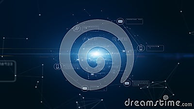 Technology network and data connection. Secure data network and personal information. Cyber security concept Stock Photo