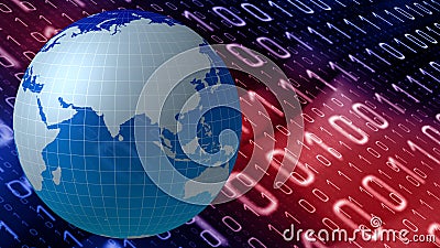 Cyber crime binary globe intersection of technology news, binary code, and digital world, where cyber crime and cyber security Stock Photo