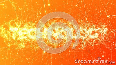 Technology in Orange - Illustrated Buzzword Concept, Plexus Network Connections Stock Photo