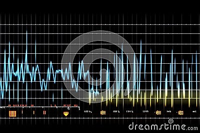 Oscilloscope waveform on its screen. Generative AI Stock Photo