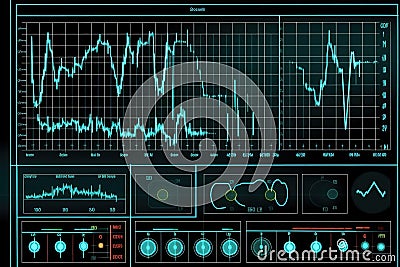 Oscilloscope waveform on its screen. Generative AI Stock Photo