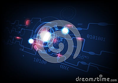 Technology, Planet, computer security perspective, system warning digital graphic abstract background vector illustration Vector Illustration