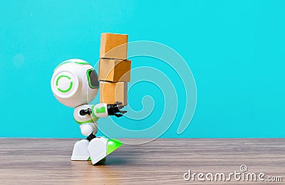 Technology robot holding industry the box or robots working instead Stock Photo