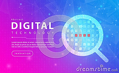Technology search password cyber security abstract background concept, Digital technology banner pink blue, binary code abstract Vector Illustration