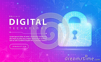 Technology security abstract background concept, Digital technology banner pink blue background binary code, abstract tech vector Vector Illustration