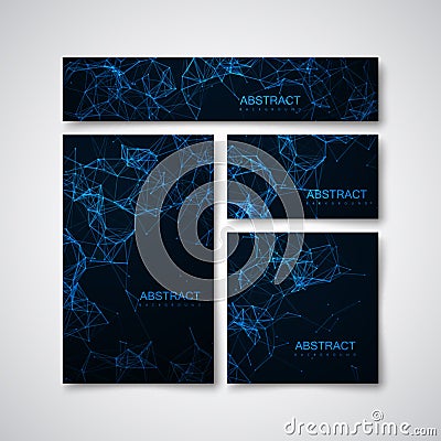 Technology Stationery With Plexus Lines And Particles Vector Illustration