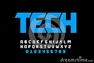 Technology style font, science alphabet Vector Illustration