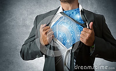 Technology super hero Stock Photo