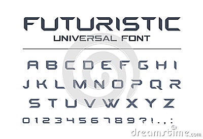 Technology universal vector font. Geometric, sport, futuristic, future techno alphabet. Vector Illustration