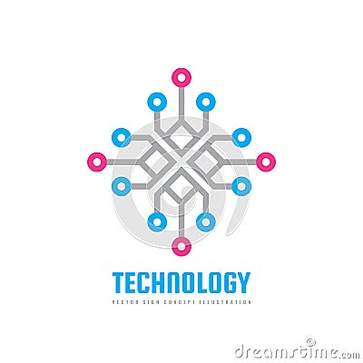 Technology - vector logo template concept illustration. Computing network creative sign. Electronic digital chip symbol. Vector Illustration