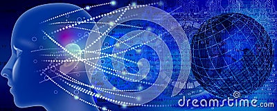 Technology web glob background.artificial intelligence virtual concept. world network technology communication background. Stock Photo