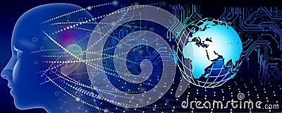Technology web glob background.artificial intelligence virtual concept. world network technology communication background. Stock Photo