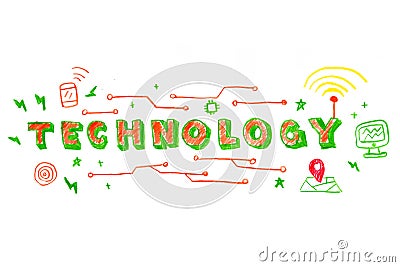 Technology word illustration Vector Illustration