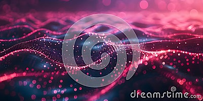 Techsavvy digital backdrop featuring interconnected cyber network grid and particle connections. Stock Photo