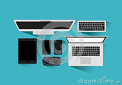 Tecnology gadgets set icons Vector Illustration