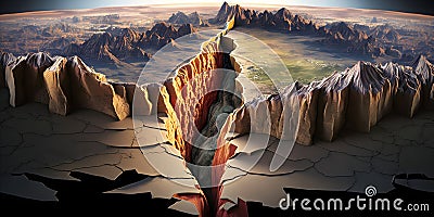 Tectonic plate shift and tectonic fault concept. Generative AI Stock Photo