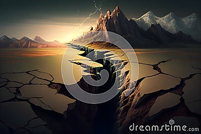 Tectonic plate shift and tectonic fault concept. Generative AI Stock Photo