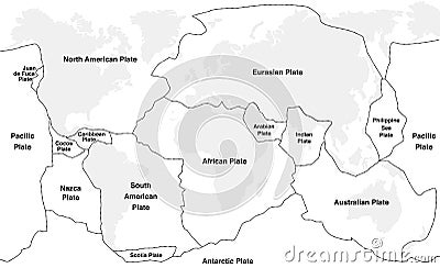 Tectonic Plates Names Vector Illustration