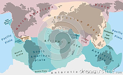 Tectonic Plates Vector Illustration