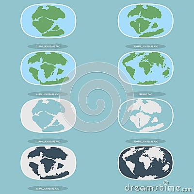 Tectonic Plates on the planet Earth. modern continents and infographics Set of icons Flat style Vector Illustration