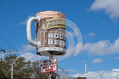 Ted`s Frostop Root Beer Sign Editorial Stock Photo