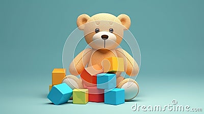 Teddy bear baby toy in various colors, representing autism. child health, autism awareness, and prevention. Illustration Stock Photo