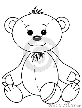 Teddy bear with ball, contours Vector Illustration