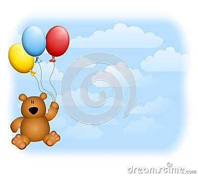 Teddy Bear Balloons Sky Cartoon Illustration