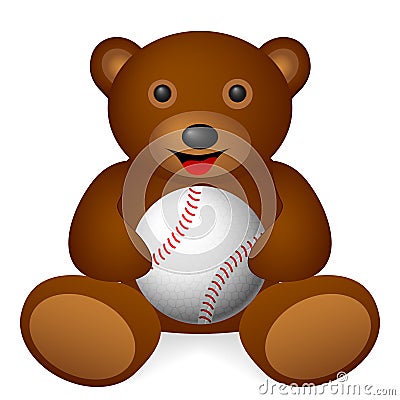 Teddy bear baseball Vector Illustration