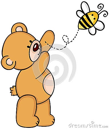 Teddy bear with bee Vector Illustration