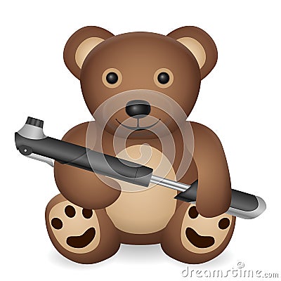 Teddy bear with bicycle pump Vector Illustration