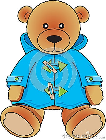 Teddy Bear in blue coat Stock Photo