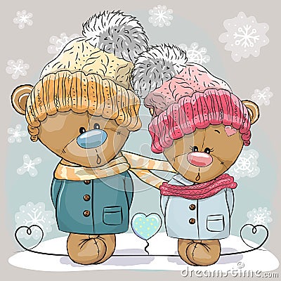 Teddy Bear Boy and Girl Vector Illustration