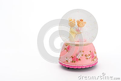 Teddy Bear bride and groom in glass sphere. Stock Photo