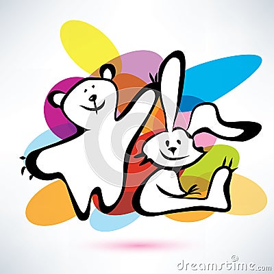 Teddy bear and bunny icons Vector Illustration