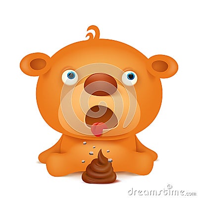 Teddy bear emoji character with bunch of poop Cartoon Illustration