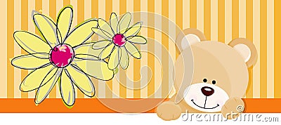 Teddy bear flower banner Vector Illustration