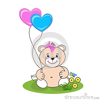 Teddy bear with heart Vector Illustration