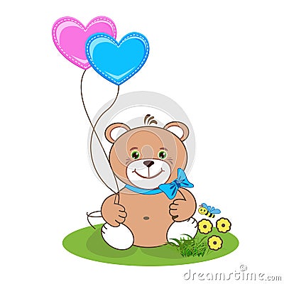 Teddy bear with heart Vector Illustration