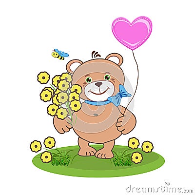 Teddy bear with heart Vector Illustration