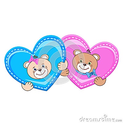 Teddy bear with heart Vector Illustration